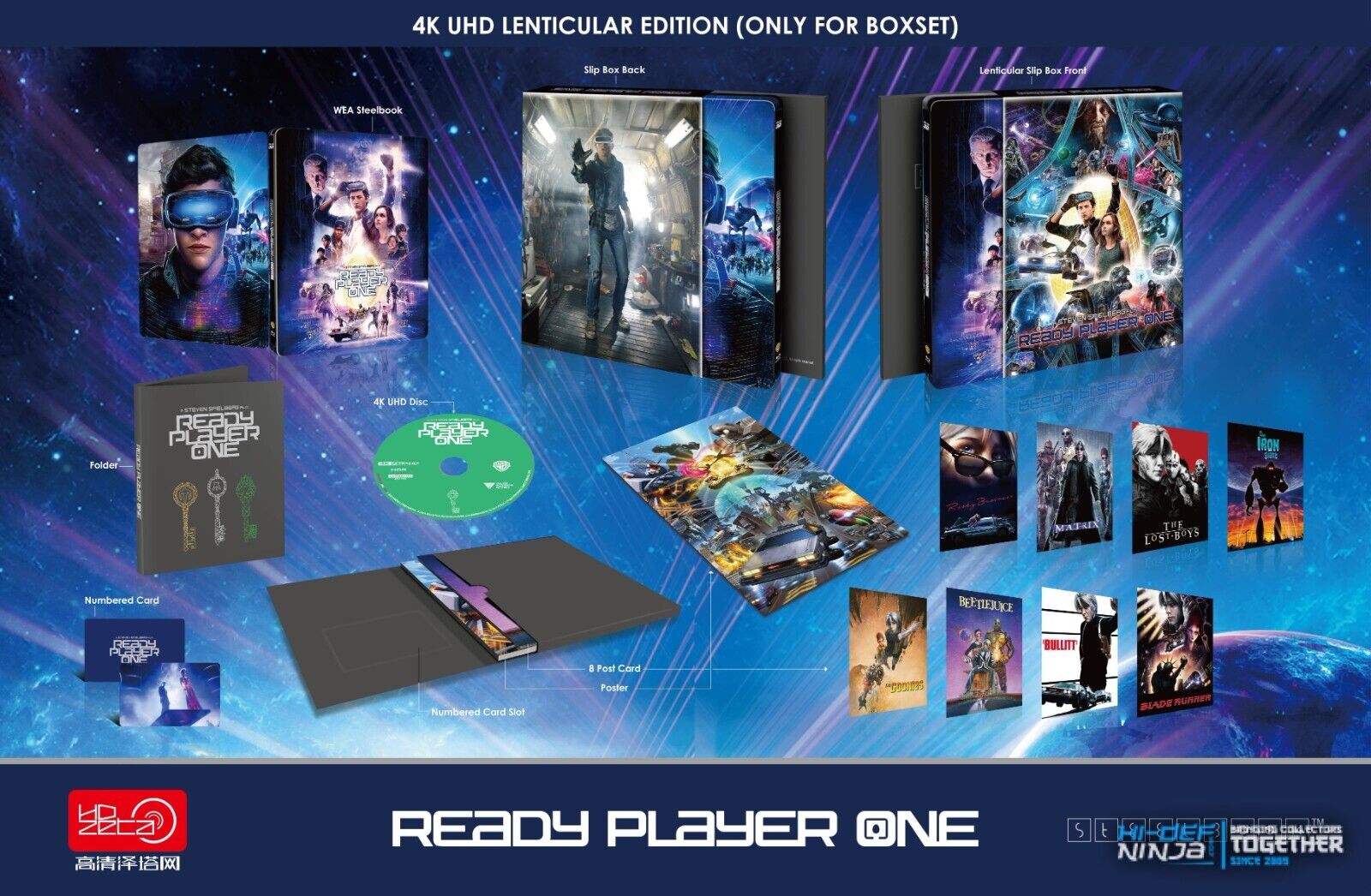 Coffret Steelbook Blu-ray 4K+3D+2D Ready Player One HDzeta Exclusive Gold Label One Click