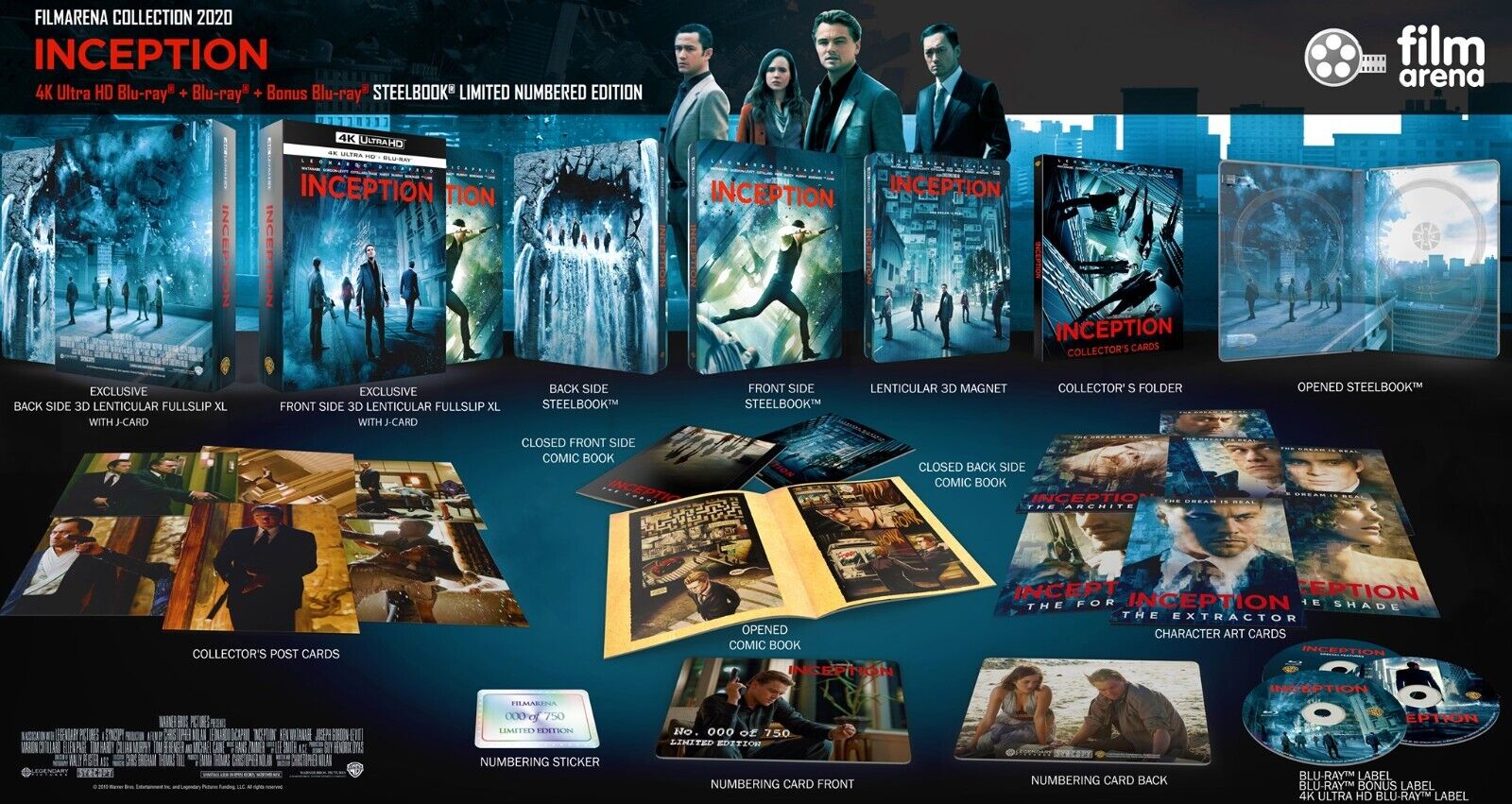 Inception 4K+2D Blu-ray Steelbook Collection Filmarena n° 133 Lenticulaire XL Fourreau intégral
