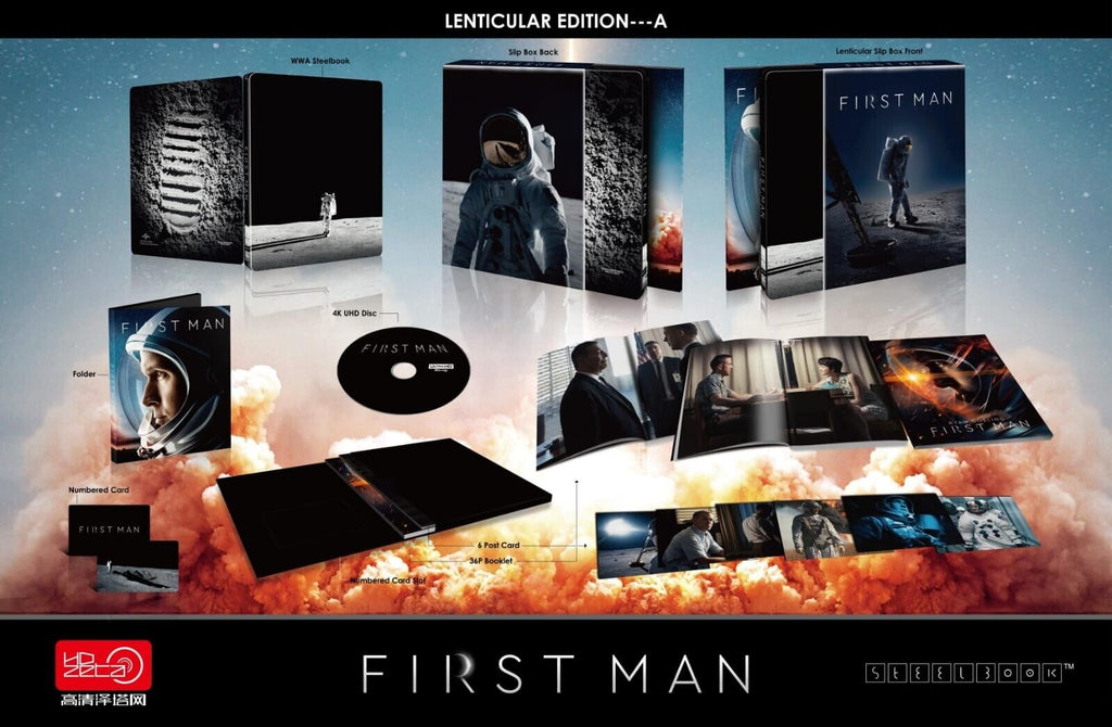 Coffret Steelbook Blu-ray 4K First Man, disponible en un clic, HDZeta, étiquette argent