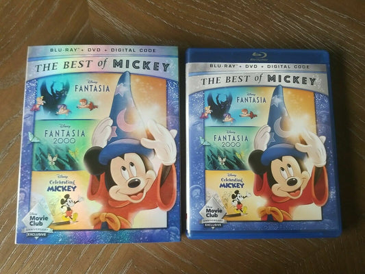 The Best Of Mickey (3-Disc Blu Ray Set, 2021) W/ Slip Cover Disney Fantasia 2000
