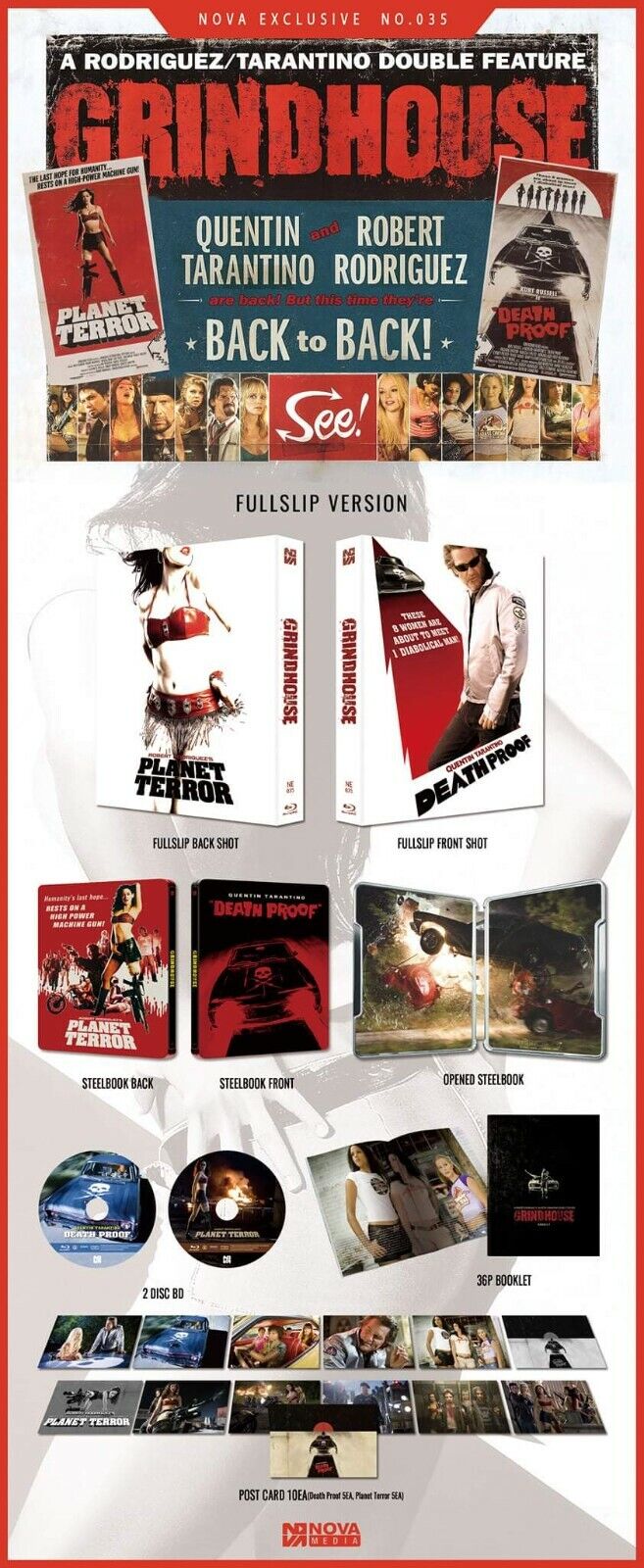 Coffret SteelBook Blu-ray Grindhouse exclusif Novamedia n° 35, disponible en un clic 