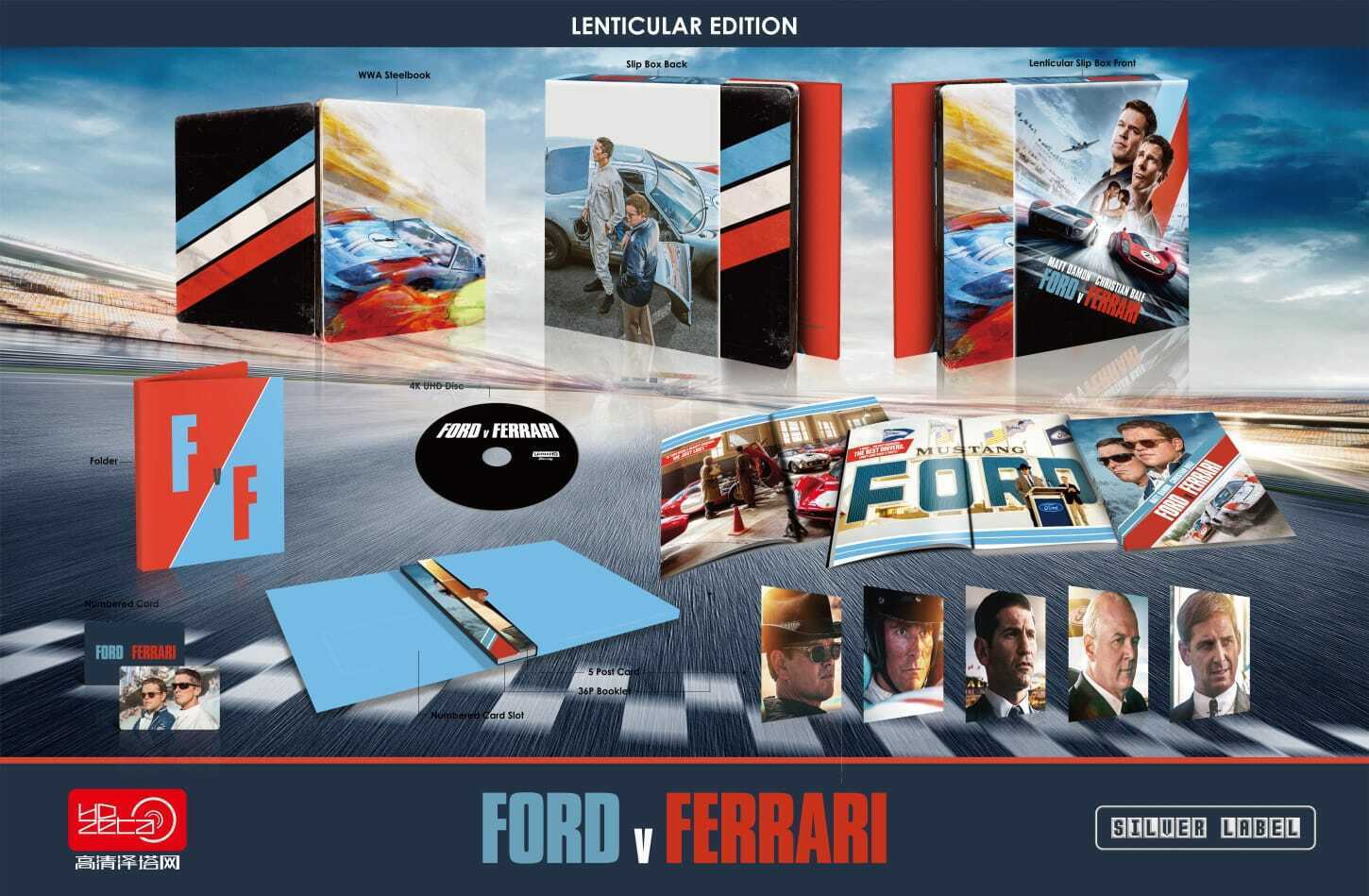 Ford V Ferrari 4K Blu-ray Steelbook Lenticular Slip HDZeta Silver Label