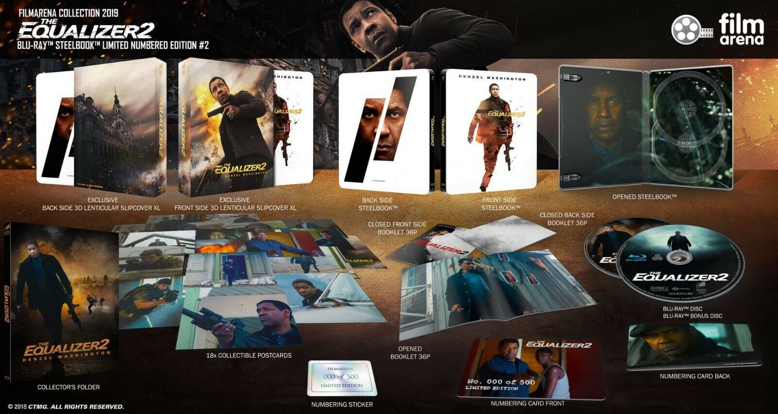 The Equalizer 2 Blu-ray Steelbook Filmarena Collection #111 E2 XL Full Slip