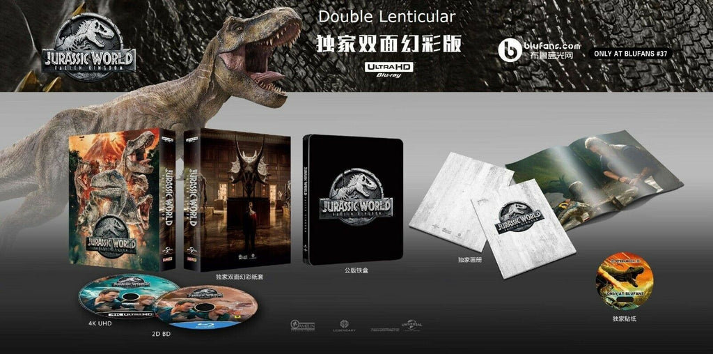 Jurassic World : Fallen Kingdom 4K+3D+2D Blu-ray Steelbook Blufans OAB #37 Coffret One Click