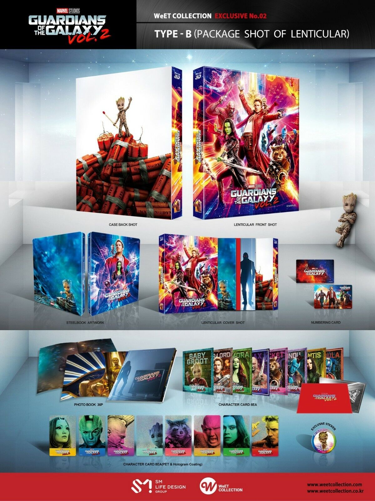 Guardians of the Galaxy Vol. 2 3D+2D Blu-ray Steelbook WeET Exclusive One Click Box Set
