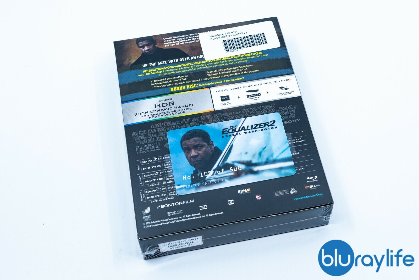 The Equalizer 2 Blu-ray Steelbook Collection Filmarena #111 E3 Lenticulaire XL Fourrure intégrale