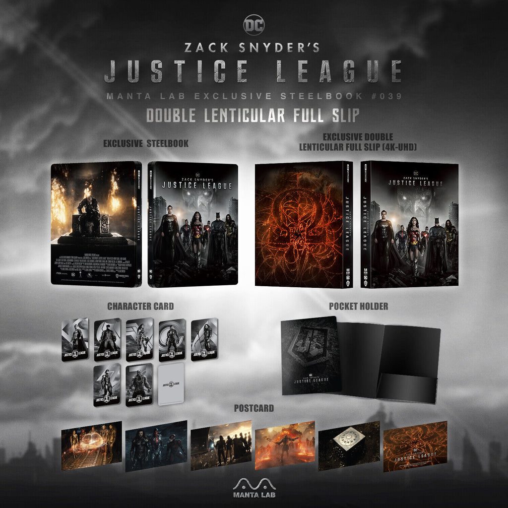 Zack Snyder's Justice League 4K Blu-ray Steelbook Manta Lab Exclusive ME#39 Double Lenticulaire Full Slip