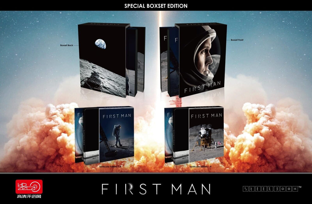 Coffret Steelbook Blu-ray 4K First Man, disponible en un clic, HDZeta, étiquette argent