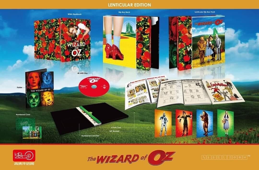 Le Magicien d'Oz 4K Blu-ray Steelbook Lenticulaire Fourreau Intégral HDzeta Étiquette Argentée