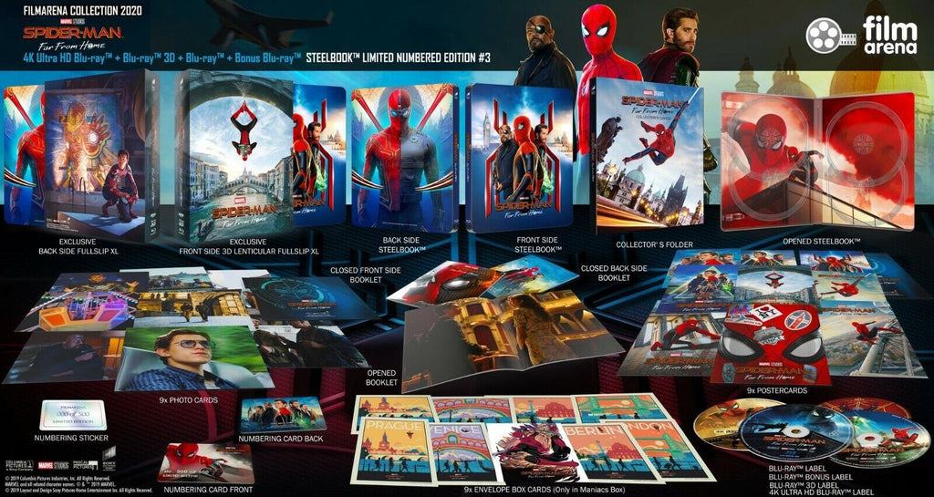 Spider-Man: Far from Home 4K+3D+2D Blu-ray Steelbook Collection Filmarena #128 E3 Lenticulaire XL Fourrure intégrale