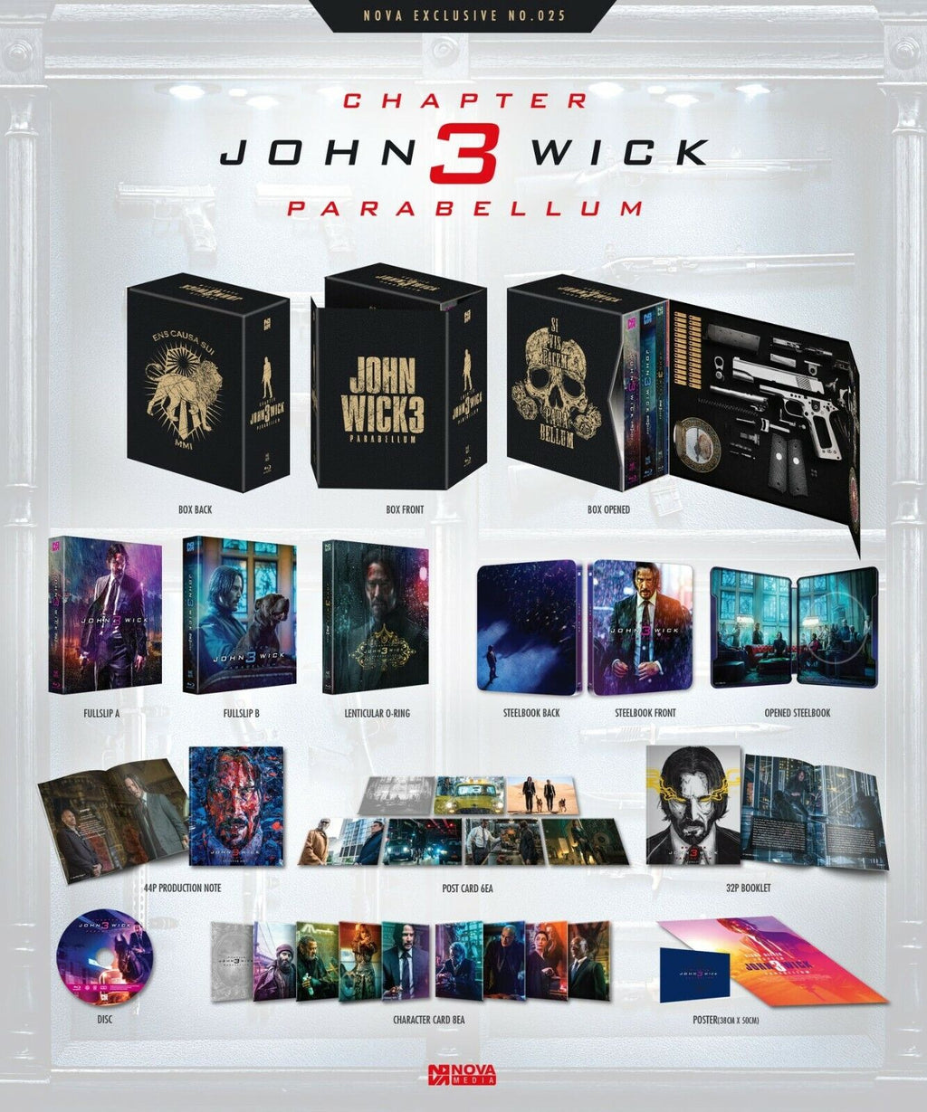 John Wick : Chapitre 3 Parabellum Blu-ray Steelbook Exclusivité Novamedia n° 25 Coffret One Click