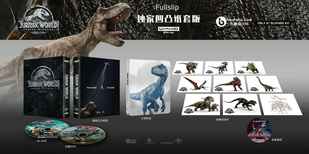 Jurassic World : Fallen Kingdom 4K+3D+2D Blu-ray Steelbook Blufans OAB #37 Coffret One Click