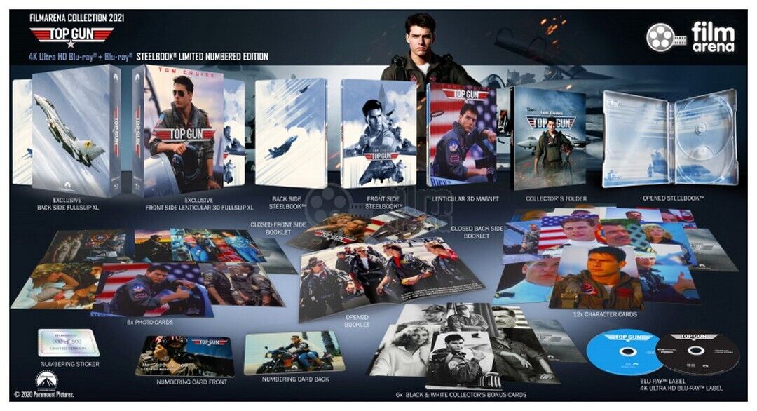 Coffret Steelbook Blu-ray 4K+2D Top Gun, Collection Filmarena n° 156, édition lenticulaire XL, fourreau complet