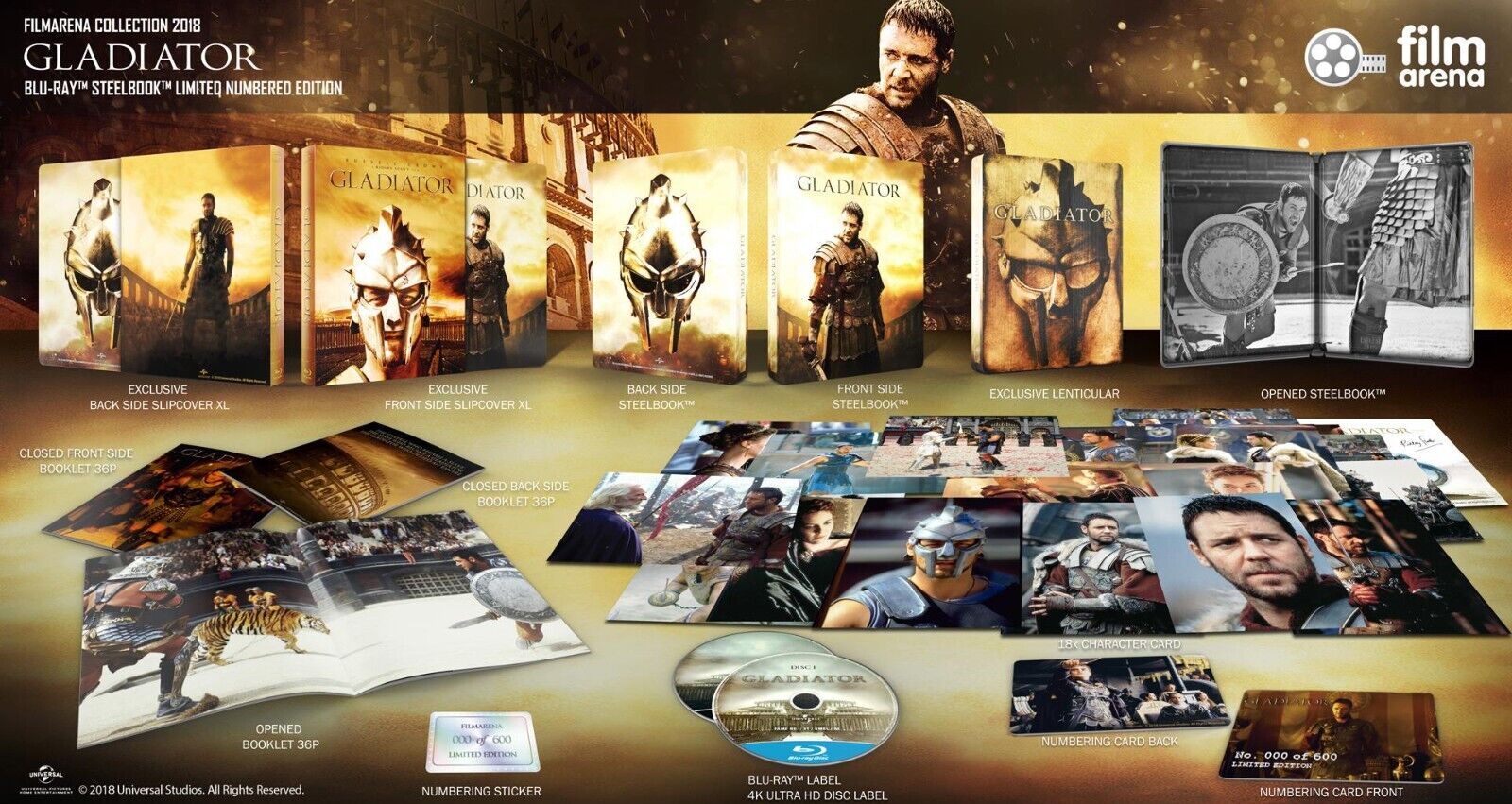 Gladiator 4K Blu-ray Steelbook Filmarena Collection #98 XL Full Slip