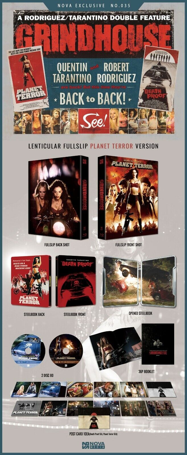 Grindhouse Blu-ray SteelBook Novamedia Exclusive n° 35, jaquette lenticulaire type B