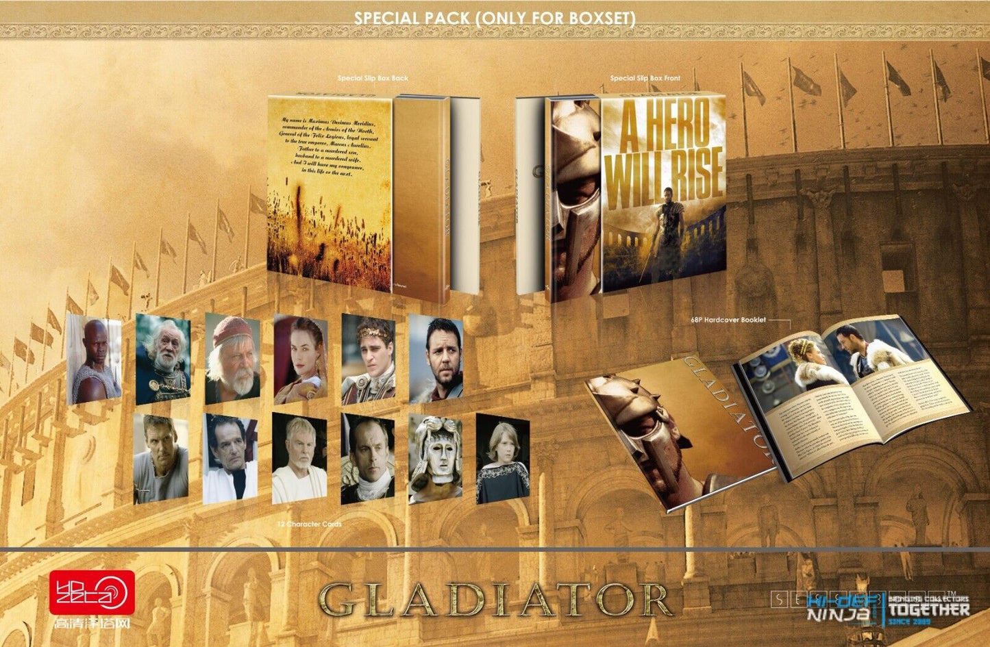 Gladiator 4K Blu-ray Steelbook HDzeta Exclusive Gold Label One Click Box Set