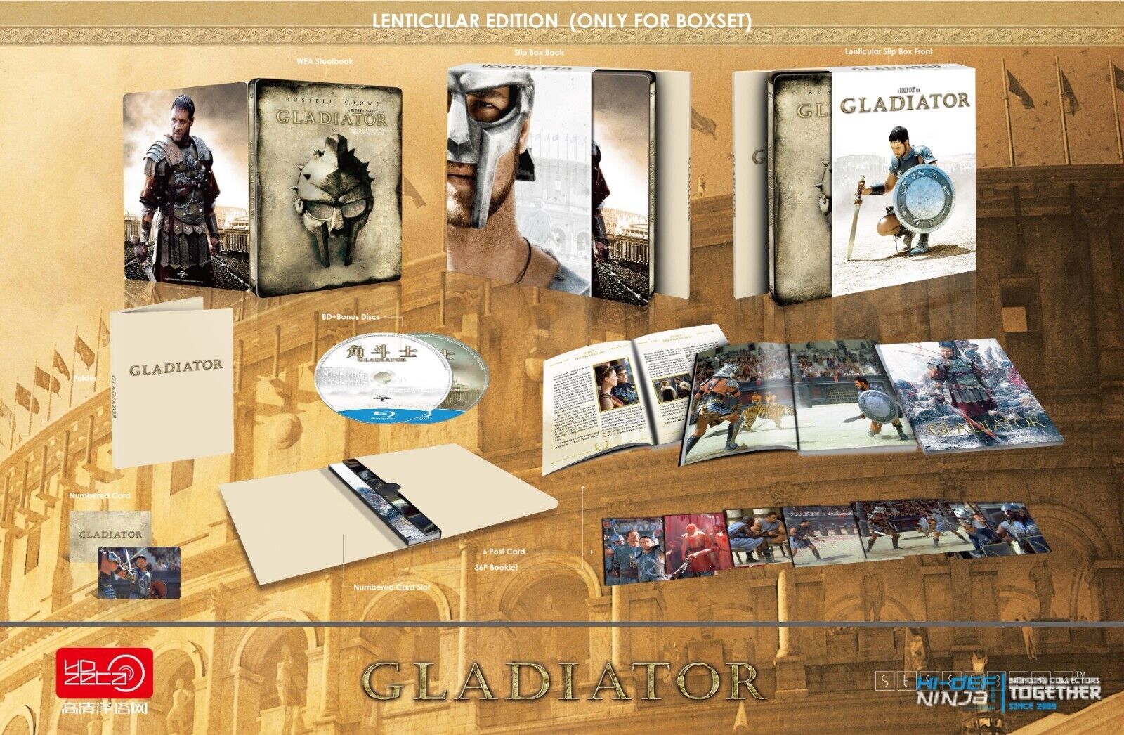 Coffret Steelbook Blu-ray 4K Gladiator HDzeta Exclusive Gold Label One Click