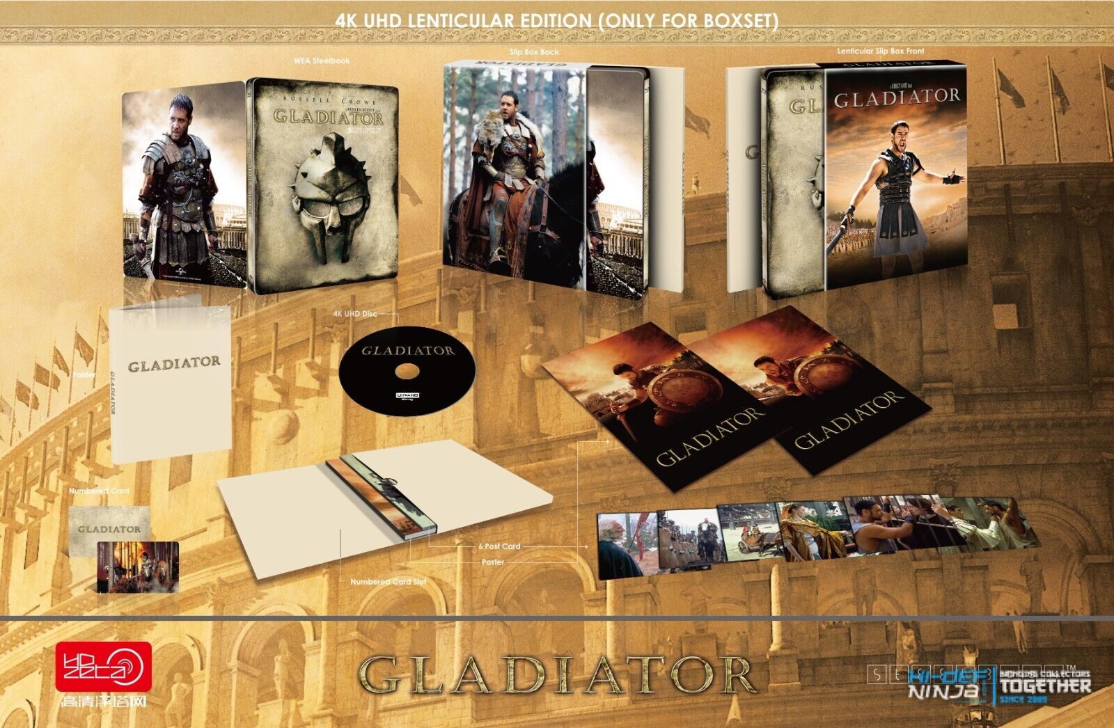 Coffret Steelbook Blu-ray 4K Gladiator HDzeta Exclusive Gold Label One Click
