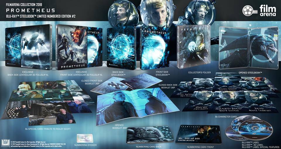 Coffret collector Blu-ray 4K Steelbook de Prometheus, Collection Filmarena n° 103 E4 Maniacs
