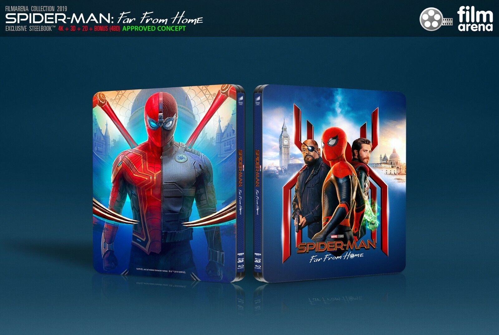 Spider-Man: Far from Home 3D+2D Blu-ray Steelbook Collection Filmarena #128 E2 Double Lenticulaire XL Full Slip