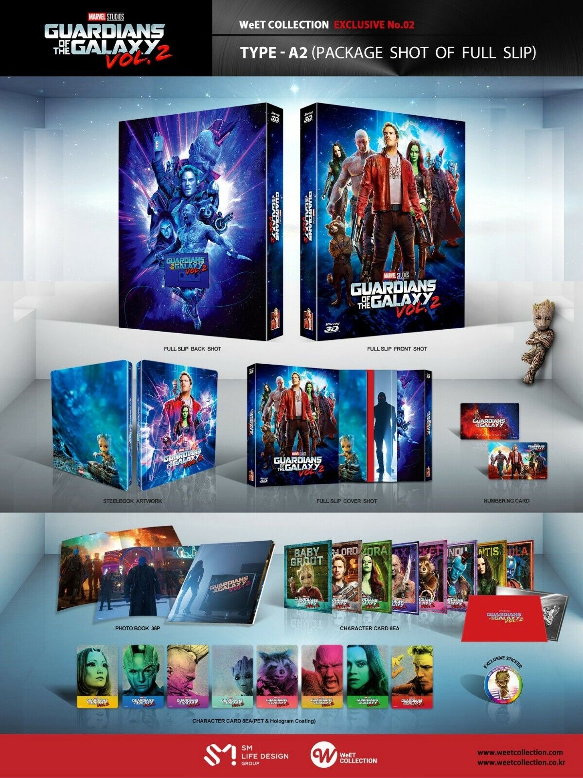 Guardians of the Galaxy Vol. 2 3D+2D Blu-ray Steelbook WeET Exclusive One Click Box Set