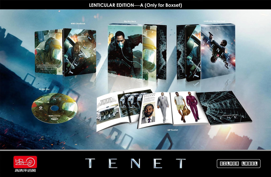 Coffret Steelbook Blu-ray 4K+2D Tenet, édition limitée One Click, HDzeta, étiquette argentée