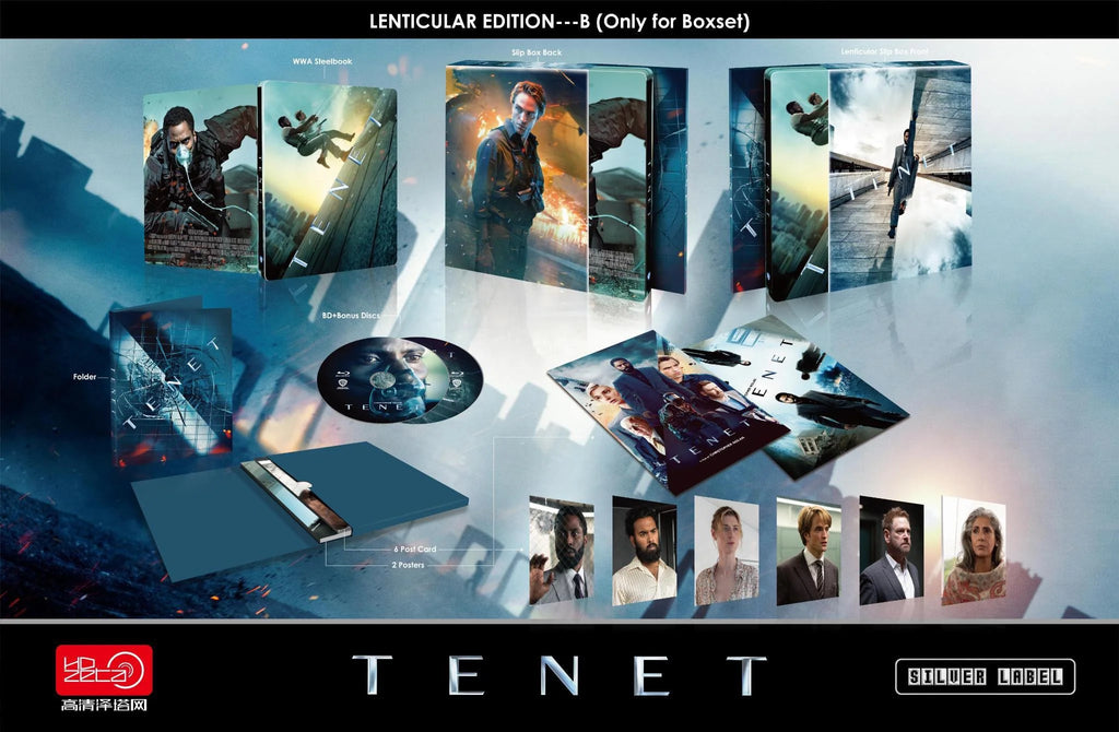 Coffret Steelbook Blu-ray 4K+2D Tenet, édition limitée One Click, HDzeta, étiquette argentée