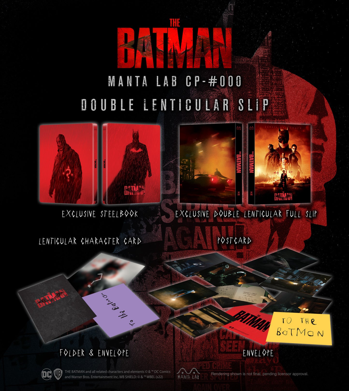 The Batman (Discless) Steelbook Manta Lab Exclusive MCP#-000 HDN GB Pre-Order One Click