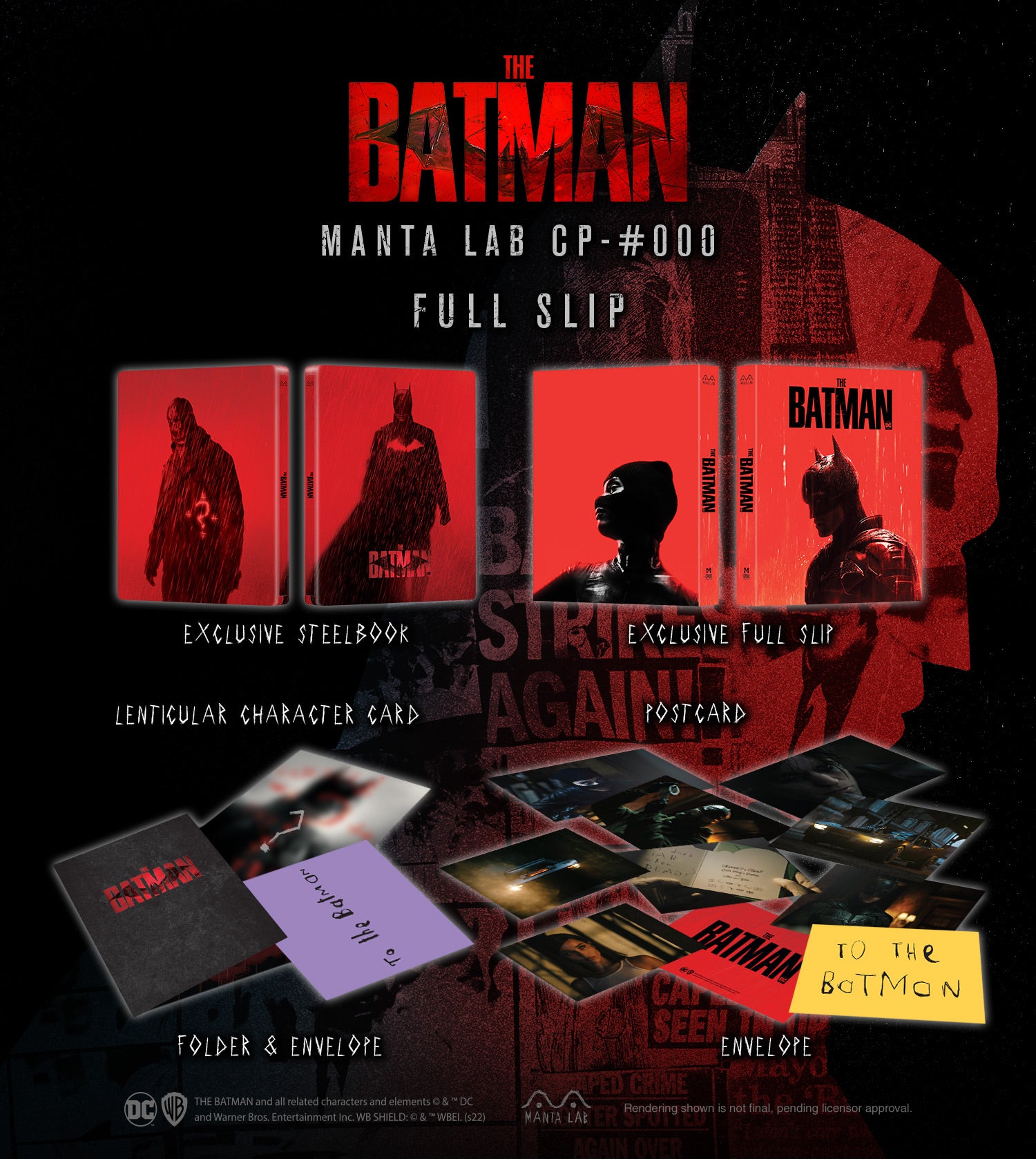 The Batman (Discless) Steelbook Manta Lab Exclusive MCP#-000 HDN GB Pre-Order One Click