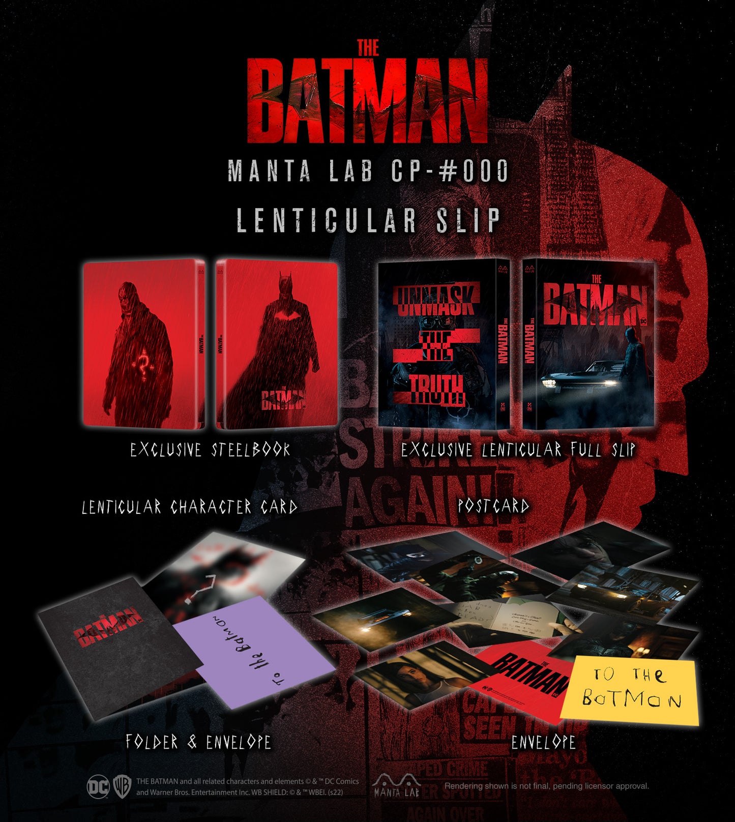 The Batman (Discless) Steelbook Manta Lab Exclusive MCP#-000 HDN GB Pre-Order One Click