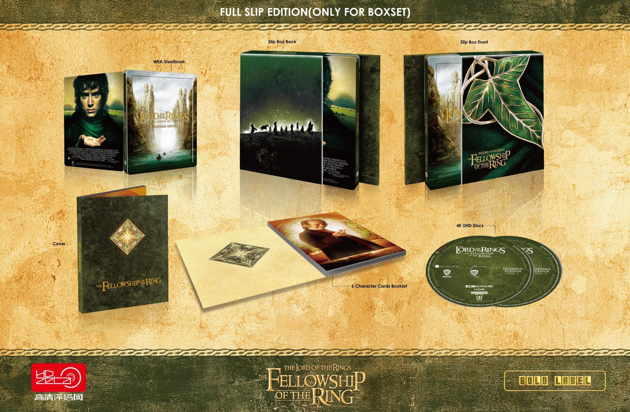 Le Seigneur des Anneaux Trilogie 4K Blu-ray Steelbook HDZeta Exclusive Gold Label Coffret avec fourreau