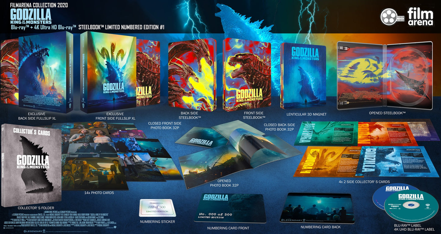 Godzilla: King Of The Monsters 4K+3D+2D Blu-ray Steelbook Set Filmarena Collection #146 Hard Box Set