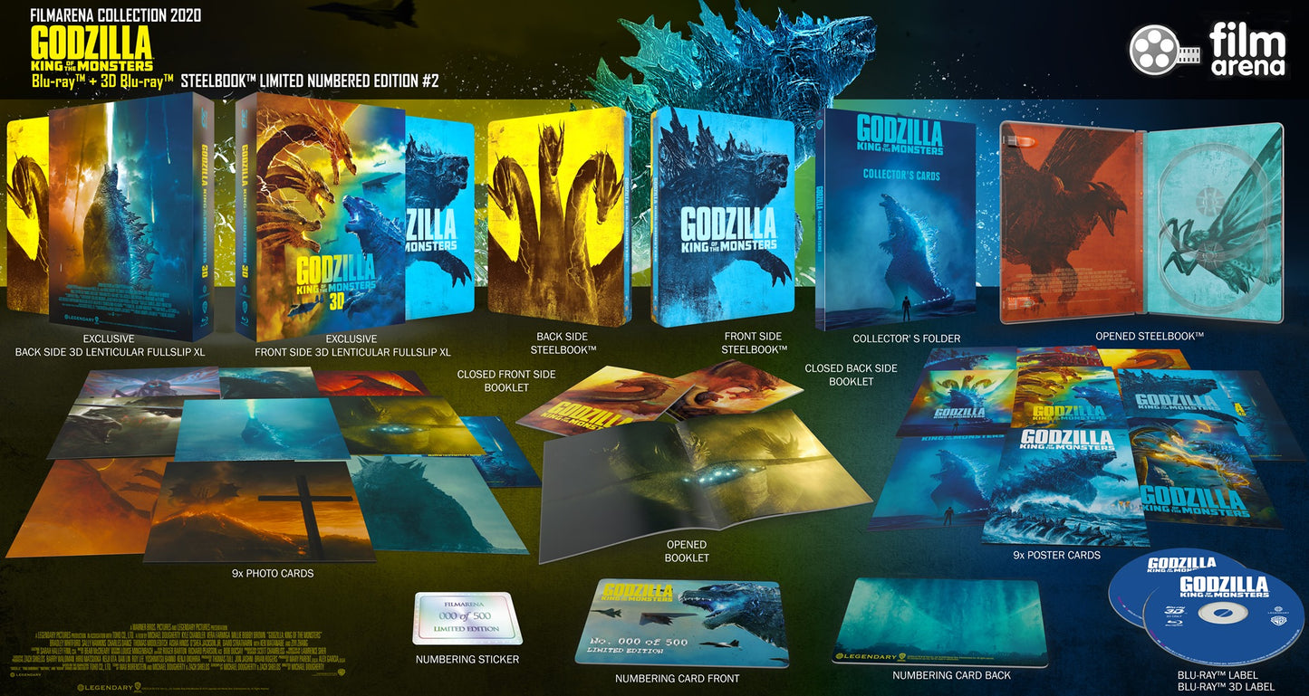 Godzilla: King Of The Monsters 4K+3D+2D Blu-ray Steelbook Set Filmarena Collection #146 Hard Box Set