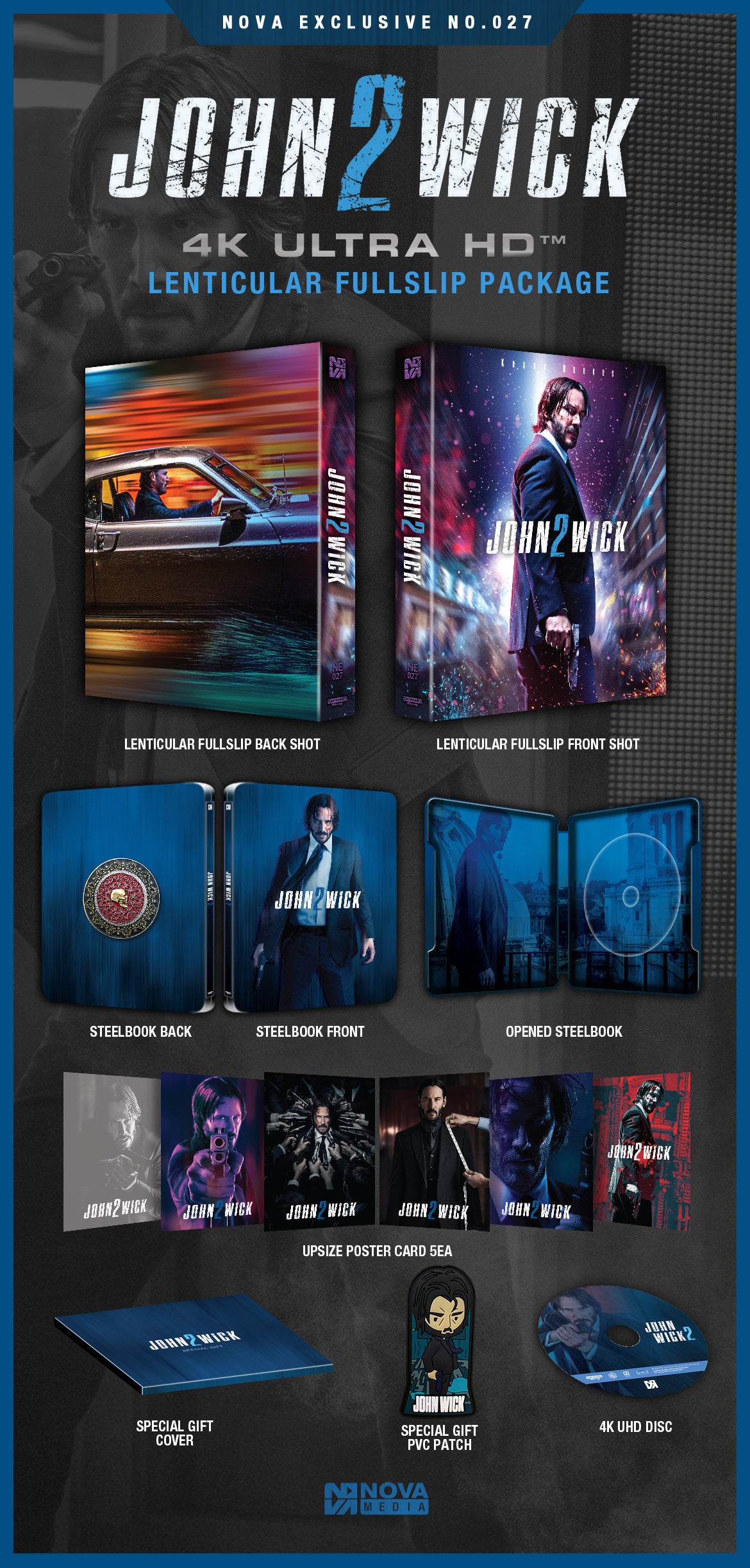 John Wick: Chapter 2 4K Blu-ray Steelbook Novamedia Exclusive #27 Lenticular Slip