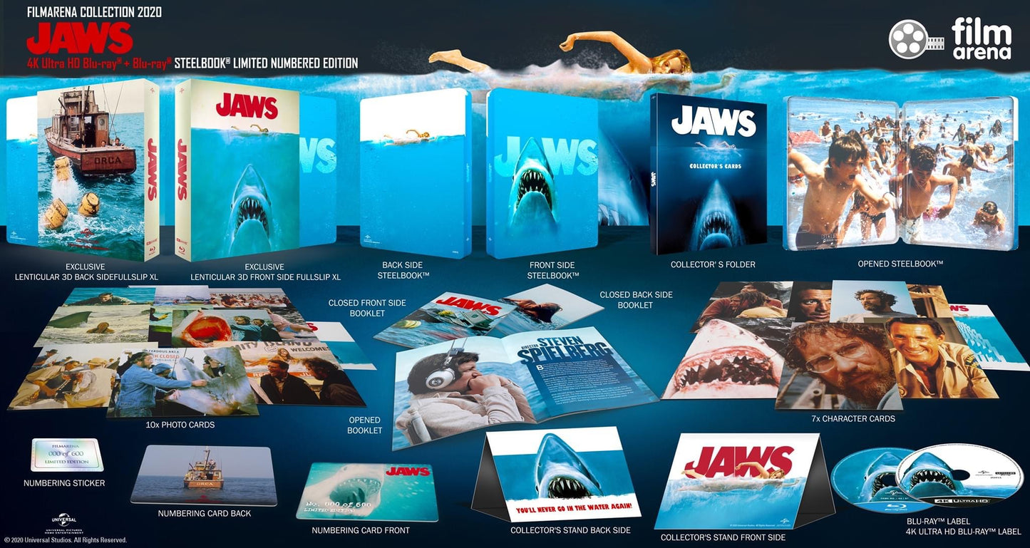 Jaws 4K+2D Blu-ray Steelbook Filmarena Collection #134 Double Lenticular XL Full Slip