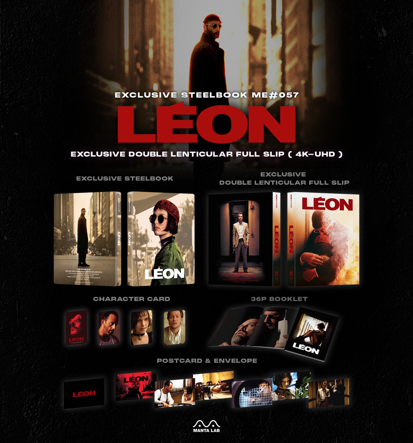 Leon 4K Blu-ray Steelbook Manta Lab Exclusive ME#57 HDN GB Pre-Order Double Lenticular Slip