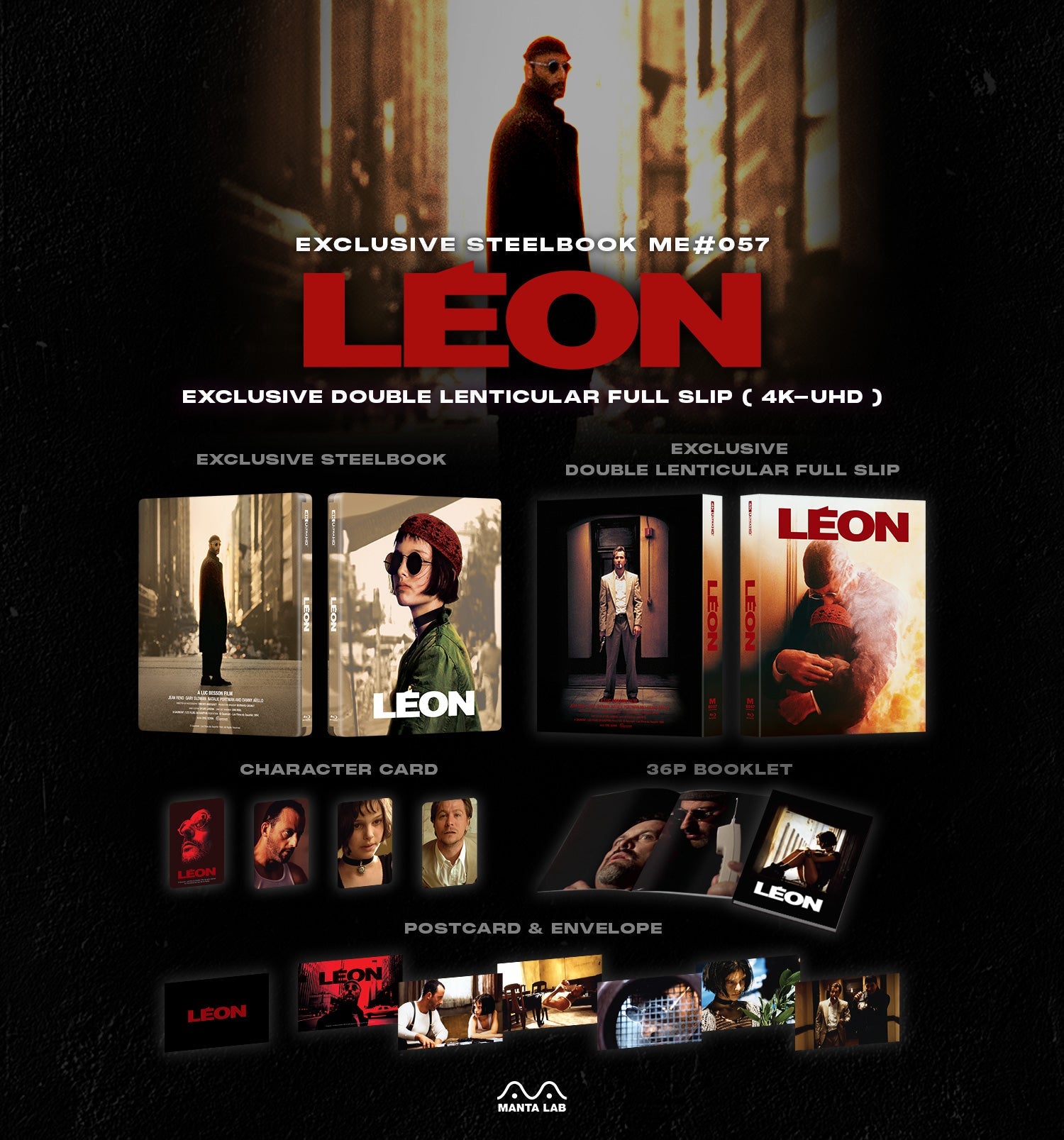 Leon 4K Blu-ray Steelbook Manta Lab Exclusive ME#57 Double Lenticular Slip