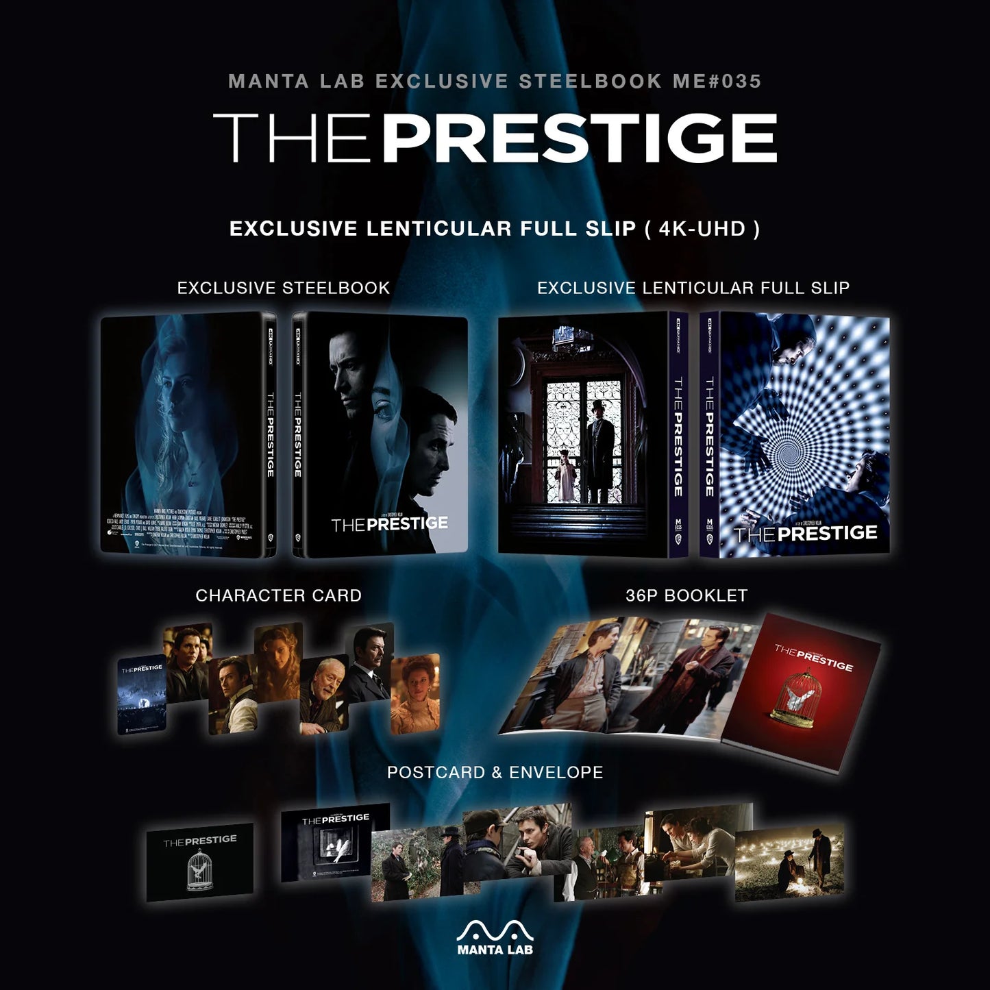 Prestige 4K Blu-ray Steelbook Manta Lab Exclusive ME#35 Lenticular Full Slip