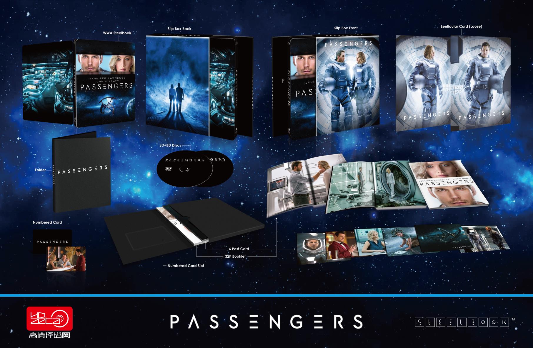 Passengers Blu-ray 3D+2D Steelbook Lenticulaire Slip HDzeta Silver Label