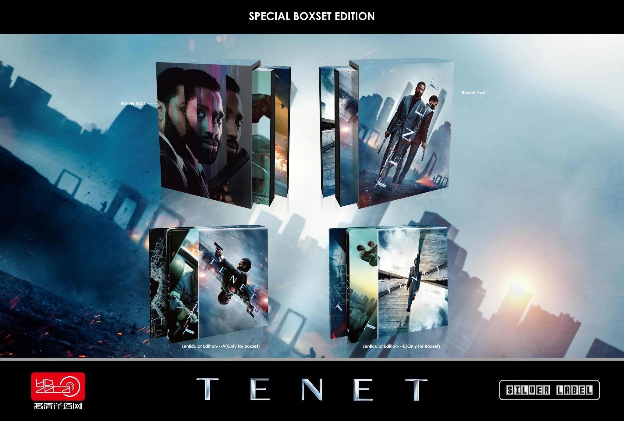 Coffret Steelbook Blu-ray 4K+2D Tenet, édition limitée One Click, HDzeta, étiquette argentée