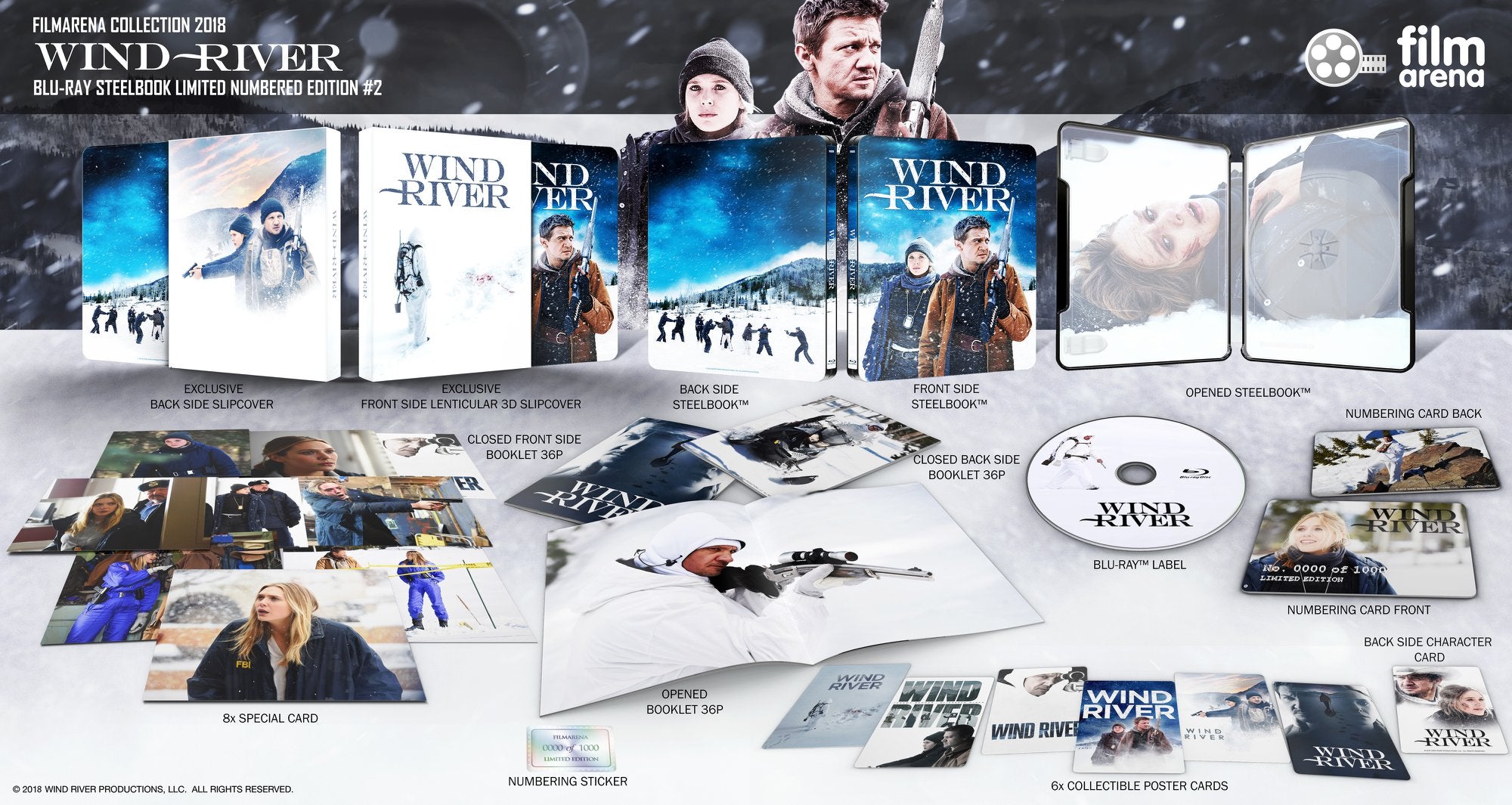 Coffret Steelbook Blu-ray Wind River, Collection Filmarena n° 96, avec pochette lenticulaire.
